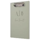 Modern Custom Monogram Initials Name Dusty Sage Klemmbrett (Links)