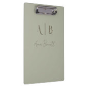 Modern Custom Monogram Initials Name Dusty Sage Klemmbrett (Rechts)