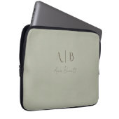 Modern Custom Monogram Initials Name Dusty Sage Laptopschutzhülle (Vorne Rechts)
