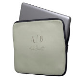 Modern Custom Monogram Initials Name Dusty Sage Laptopschutzhülle (Vorderseite Links)