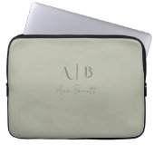 Modern Custom Monogram Initials Name Dusty Sage Laptopschutzhülle (Vorderseite)