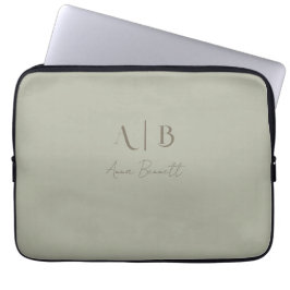 Modern Custom Monogram Initials Name Dusty Sage Laptopschutzhülle