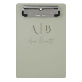 Modern Custom Monogram Initials Name Dusty Sage Mini Klemmbrett (Vorderseite)