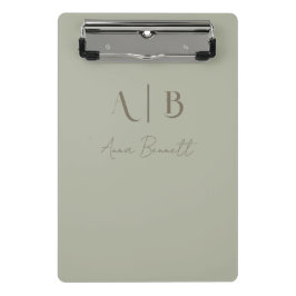 Modern Custom Monogram Initials Name Dusty Sage Mini Klemmbrett