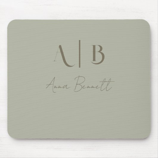 Modern Custom Monogram Initials Name Dusty Sage Mousepad (Vorne)