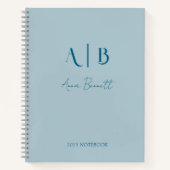 Modern Custom Monogram Initials Name Pastel Blue Notizblock (Vorderseite)