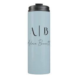 Modern Custom Monogram Initials Name Pastel Blue Thermosbecher
