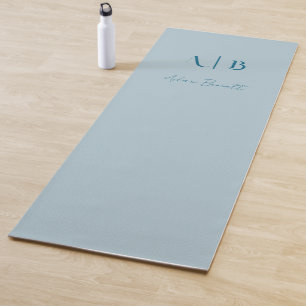 Modern Custom Monogram Initials Name Pastel Blue Yogamatte