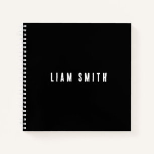 Modern Custom Monogram Name Black Notebook Notizblock