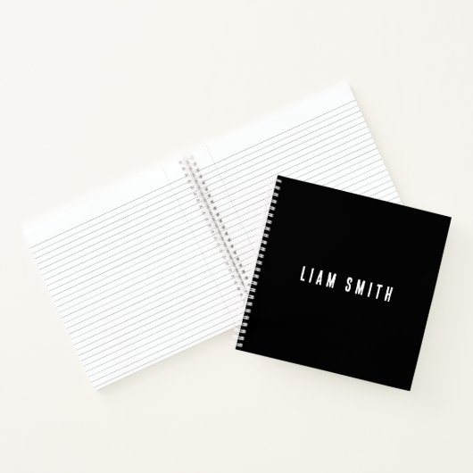 Modern Custom Monogram Name Black Notebook Notizblock (Innenseite)