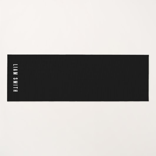 Modern Custom Monogram Name Black Notebook Yogamatte (Vorderseite (Horizontal))