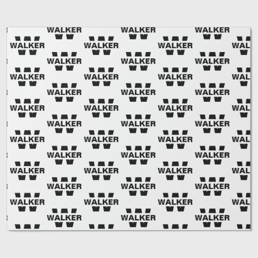 Modern Custom Monogram Name Black/White Geschenkpapier (Flach)