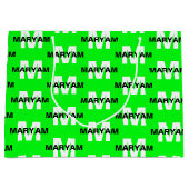 Modern Custom Monogram Name Bright Green Gift Bag Große Geschenktüte (Vorderseite)
