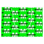 Modern Custom Monogram Name Bright Green Gift Bag Große Geschenktüte (Rückseite)