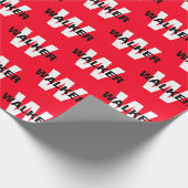 Modern Custom Monogram Name Bright Red Gift Geschenkpapier (Ecke)