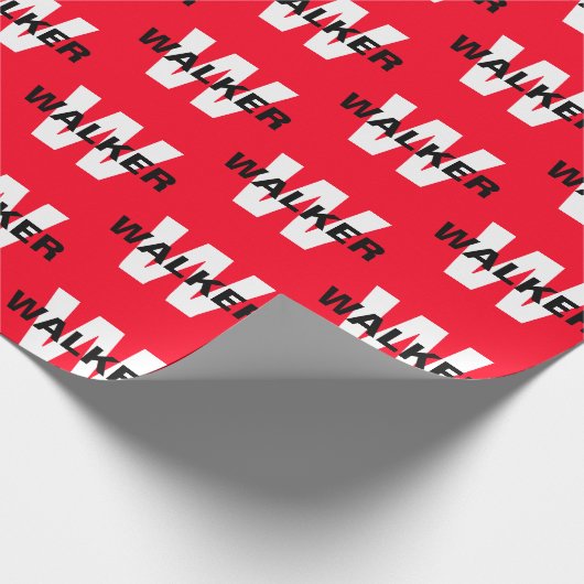 Modern Custom Monogram Name Bright Red Gift Geschenkpapier (Ecke)