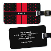 Modern Custom Monogram Name Red Strike Gepäckanhänger