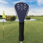 Modern Custom Monogram Navy Blue Golf Headcover
