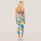 Modern Custom Name Fun Blue Soft Gelb Capri Leggings (Rückseite)
