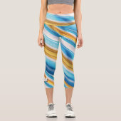 Modern Custom Name Fun Blue Soft Gelb Capri Leggings (Vorderseite)