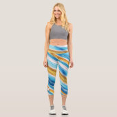 Modern Custom Name Fun Blue Soft Gelb Capri Leggings (Vorderseite)