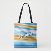 Modern Custom Name Fun Blue Soft Gelb Tasche (Vorderseite)