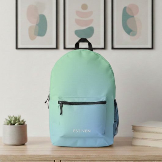 Modern Custom Name Gradient Backpack - Cool Soccer Bedruckter Rucksack