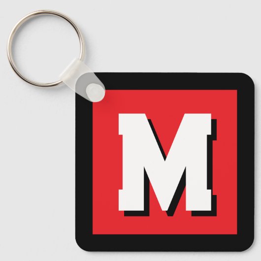 Modern custom name initial monogram metal schlüsselanhänger (Vorderseite)