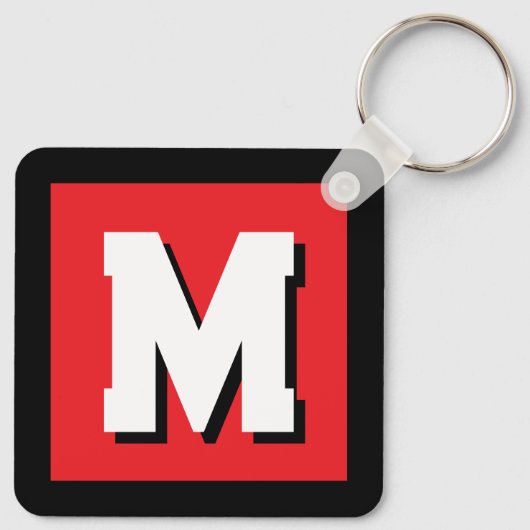 Modern custom name initial monogram metal schlüsselanhänger (Rückseite)