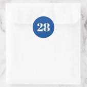 Modern Custom number, date, blue white Runder Aufkleber (Tasche)