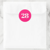 Modern Custom number, date, hot pink, fuchsia Runder Aufkleber (Tasche)