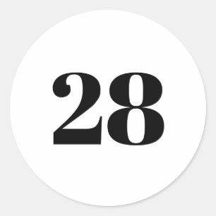 Modern Custom number, date, Schwarz-weiß Runder Aufkleber