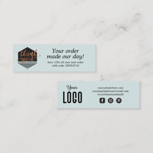 Modern Custom Order Dankeschön Card Mini Visitenkarte (Vorne/Hinten)