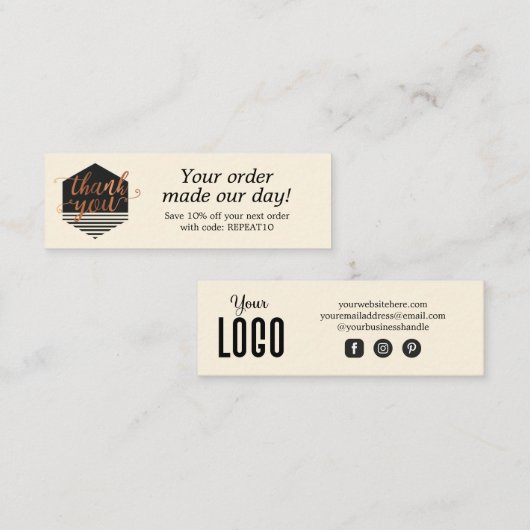 Modern Custom Order Dankeschön Card Mini Visitenkarte (Vorne/Hinten)