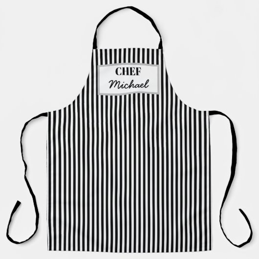 Modern Custom Personalized Chef Black Striped Schürze (Vorderseite)