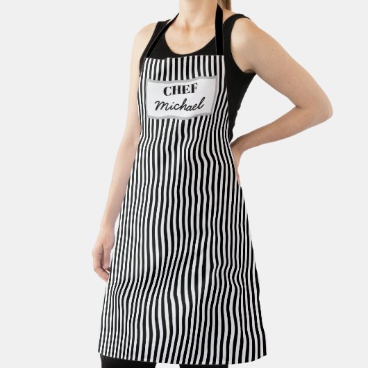Modern Custom Personalized Chef Black Striped Schürze (InSitu)