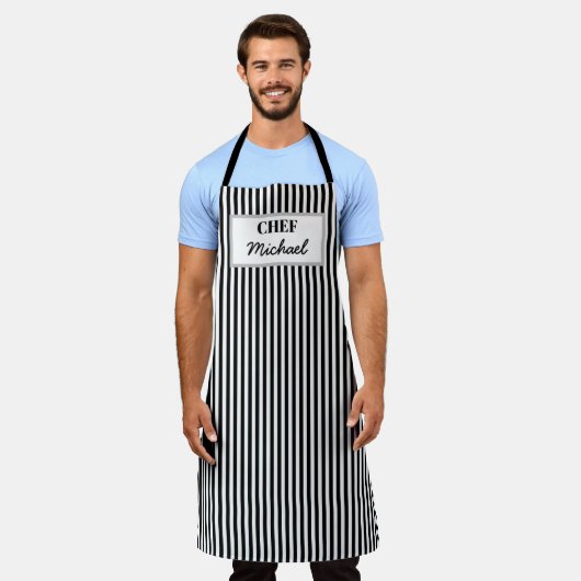 Modern Custom Personalized Chef Black Striped Schürze (Getragen)