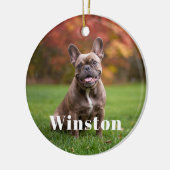 Modern Custom Pet Name Photo Holiday Keramik Ornament (Links)