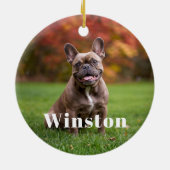 Modern Custom Pet Name Photo Holiday Keramik Ornament (Hinten)
