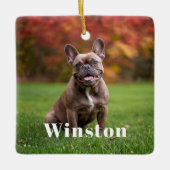 Modern Custom Pet Name Photo Holiday Keramikornament (Vorderseite)