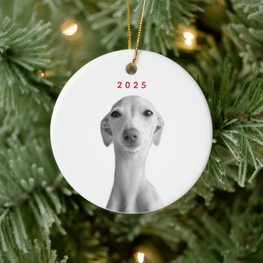 Modern Custom Pet Portrait  Keramik Ornament (Baum)