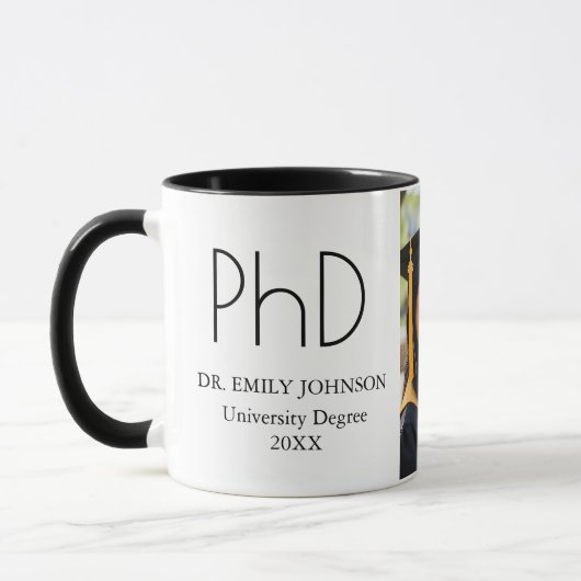Modern Custom PhD Graduation Photo & Name Tasse (Links)