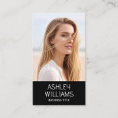 Modern Custom Photo Color QR Code Elegant Black Visitenkarte (Vorderseite)