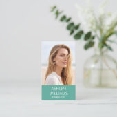 Modern Custom Photo Color QR Code Elegant Green Visitenkarte (Stehend Vorderseite)