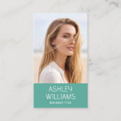 Modern Custom Photo Color QR Code Elegant Green Visitenkarte (Vorderseite)