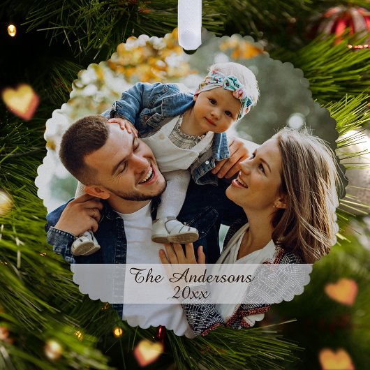 Modern Custom Photo Double Sided Holiday Ornament Karte