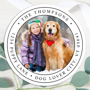 Modern Custom Photo Round Return Address Label Runder Aufkleber