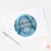 Modern Custom Photo Text Retro Blue Runder Aufkleber (Umschlag)