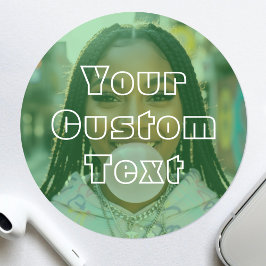 Modern Custom Photo Text Retro Green Runder Aufkleber