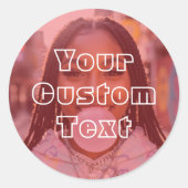 Modern Custom Photo Text Retro Red Runder Aufkleber (Vorderseite)
